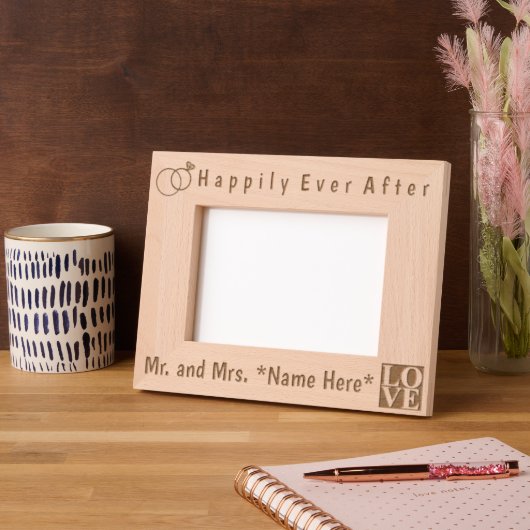 氏モダンとミセス・ネーム、愛と結婚リングや輪 レーザー彫刻フレーム (左)