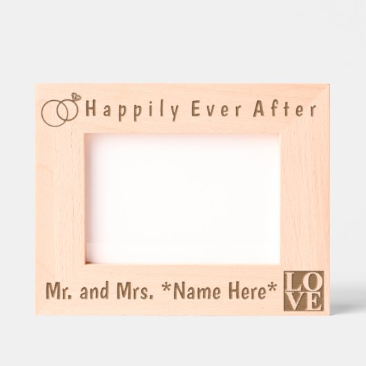 氏モダンとミセス・ネーム、愛と結婚リングや輪 レーザー彫刻フレーム (正面)