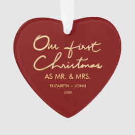 氏及び夫人として私達の初めてのクリスマスハート形| オーナメント