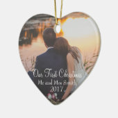 氏及び夫人として"私達の初めてのクリスマス" (カスタマイズ可能な) セラミックオーナメント (左)