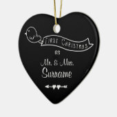 氏及び夫人としてPersonalized Ornament初めてのクリスマス セラミックオーナメント (左)