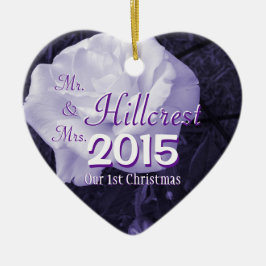 氏及び夫人は第1クリスマス及び結婚式の日付2味方しました セラミックオーナメント
