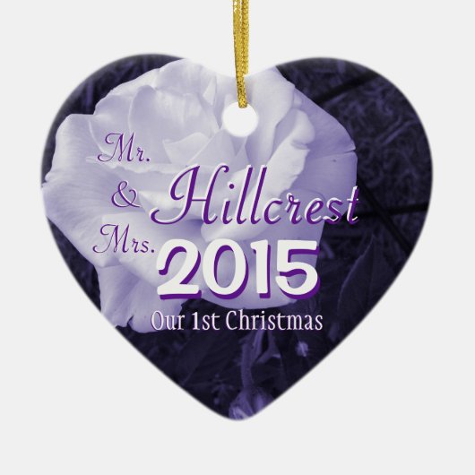 氏及び夫人は第1クリスマス及び結婚式の日付2味方しました セラミックオーナメント (正面)