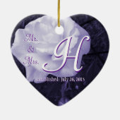 氏及び夫人は第1クリスマス及び結婚式の日付2味方しました セラミックオーナメント (裏面)