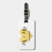 氏及び夫人シックな旅行荷物のラベル|の金ゴールドのハート ラゲッジタグ (正面縦)