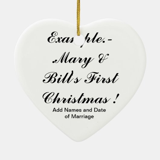 氏及び夫人初めてのクリスマスのオーナメント セラミックオーナメント (裏面)