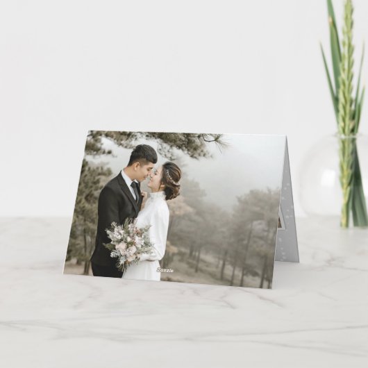 氏及び夫人初めてのクリスマスのモダンな休日の写真カード シーズンカード (裏面)