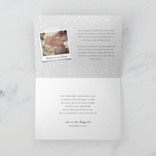 氏及び夫人初めてのクリスマスのモダンな休日の写真カード シーズンカード (内部)