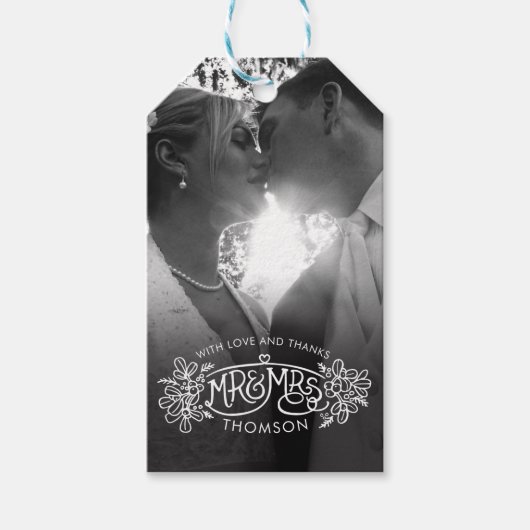 氏及び夫人新婚者は結婚式が感謝していしている冬の付きます ギフトタグ (正面)