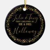 氏及び夫人木のオーナメントとして初めてのクリスマス- セラミックオーナメント (正面)