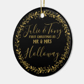 氏及び夫人木のオーナメントとして初めてのクリスマス- セラミックオーナメント (左)