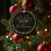 氏及び夫人木のオーナメントとして初めてのクリスマス- セラミックオーナメント