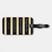 氏及び夫人|のスタイリッシュな黒及び金ゴールドは新婚者を縞で飾ります ラゲッジタグ (裏面横)