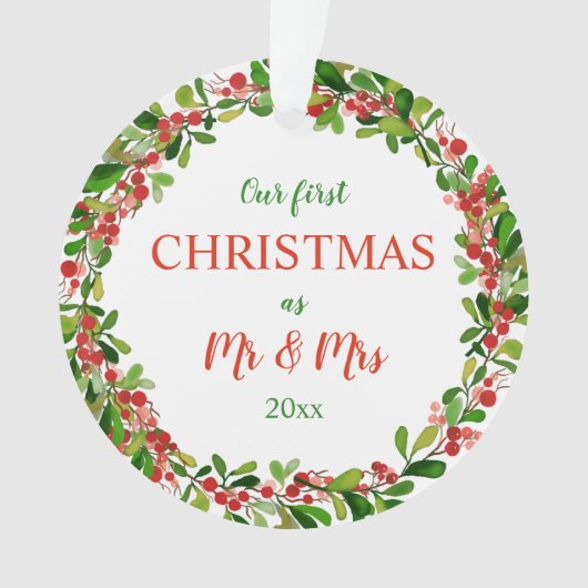 氏及び夫人|のリースの写真として私達の初めてのクリスマス オーナメント (正面)