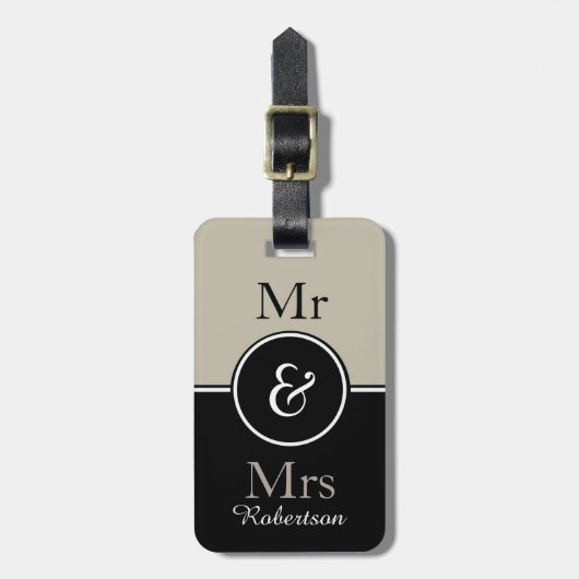 氏及び夫人" MUSHROOM/BLACKシックな荷物TAG_MODERN " ラゲッジタグ (正面縦)