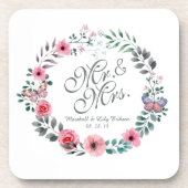 氏及びElegant Floral Wedding |夫人のコースター コースター (正面)