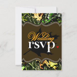 氏及びHunting CamoブラウンWedding RSVP夫人カード 出欠カード
