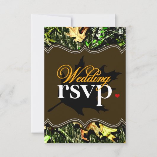 氏及びHunting CamoブラウンWedding RSVP夫人カード 出欠カード (正面)