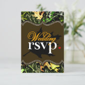 氏及びHunting CamoブラウンWedding RSVP夫人カード 出欠カード (スタンド正面)