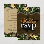 氏及びHunting CamoブラウンWedding RSVP夫人カード 出欠カード (正面/裏面)