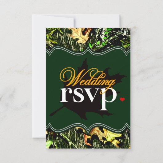 氏及びHunting Camo Green Wedding RSVP夫人カード 出欠カード (正面)