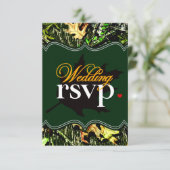 氏及びHunting Camo Green Wedding RSVP夫人カード 出欠カード (スタンド正面)