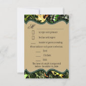 氏及びHunting Camo Green Wedding RSVP夫人カード 出欠カード (裏面)