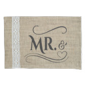 氏及びRustic Burlap Country Wedding夫人のカップル 枕カバー (正面左)