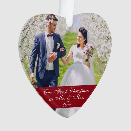 氏及びWedding 2夫人の写真として私達の初めてのクリスマス オーナメント (正面)