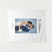 氏名と日付結婚付きミセス写真 タペストリー (正面(横))