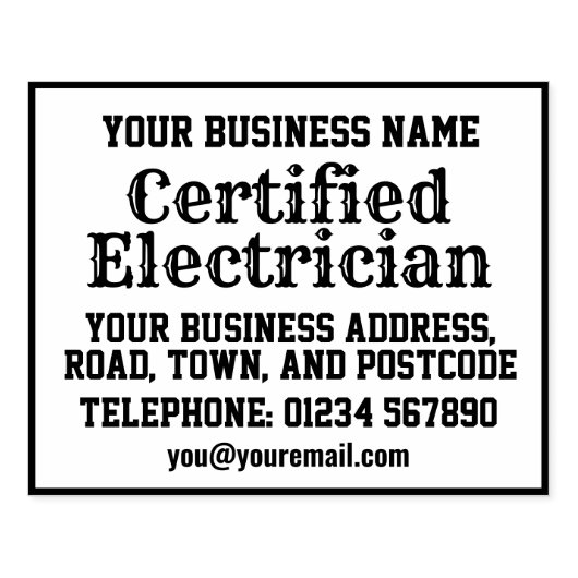 氏名、住所等を有する電気工事士 ラバースタンプ (インプリント)