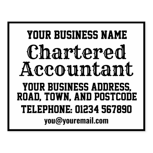 氏名、住所等を記載した公認会計士 ラバースタンプ (インプリント)