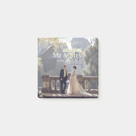 氏名+写真+日付+結婚式+家族 ポストイット (正面)