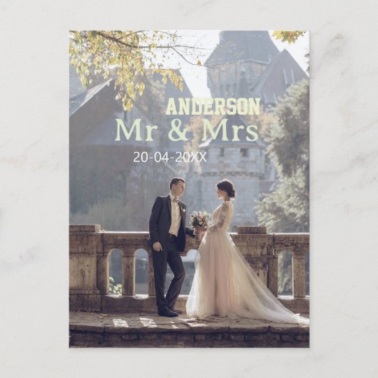 氏名+写真+日付+結婚式+家族 ポストカード (正面)