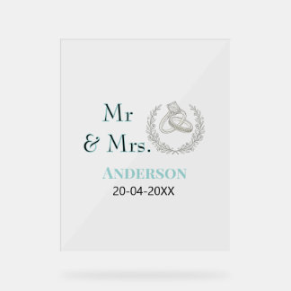 氏名+結婚記念日+年ウェディングギフトg アクリルサイン