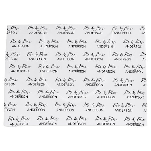 氏結婚とミセス・ネーム・コラパーソナライズされたージュの ラージペーパーバッグ (正面)