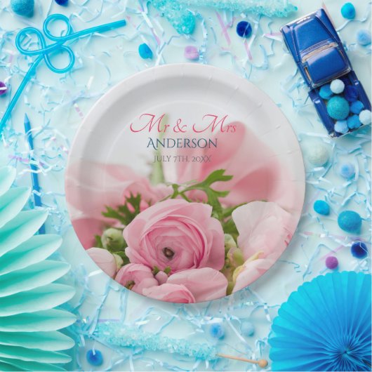 氏結婚とミセス、姓、写真の日付 ペーパープレート (パーティー)