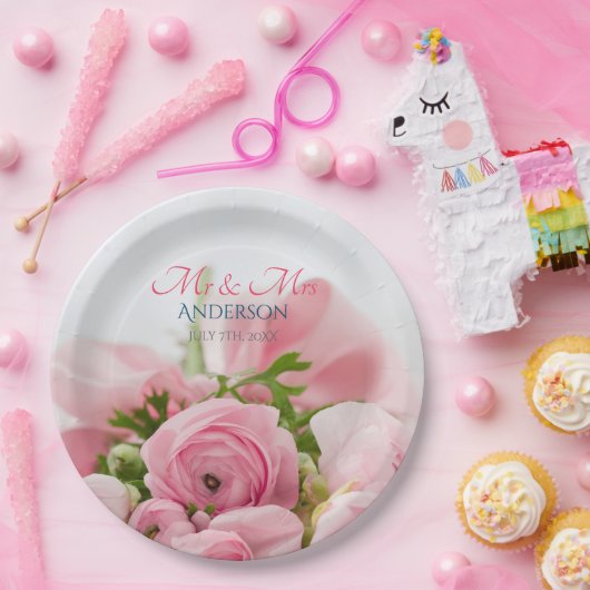 氏結婚とミセス、姓、写真の日付 ペーパープレート (パーティー)