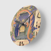 氏571 f.6r Historiatedのイニシャル「H」の描写 ラウンド壁時計 (傾斜)