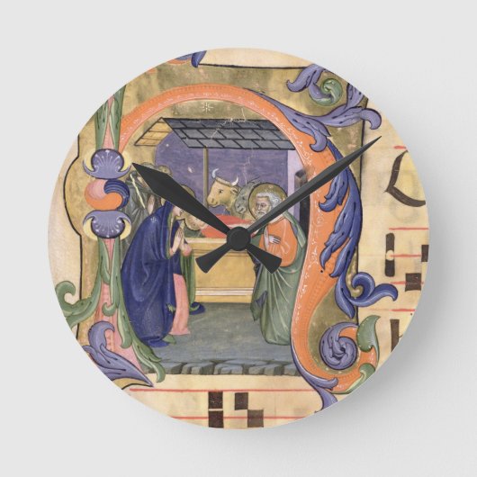 氏571 f.6r Historiatedのイニシャル「H」の描写 ラウンド壁時計 (正面)