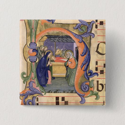 氏571 f.6r Historiatedのイニシャル「H」の描写 缶バッジ (正面)