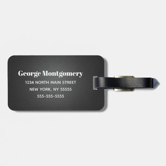 氏Black Leather Script Monogrammedのの名前 ラゲッジタグ (裏面横)
