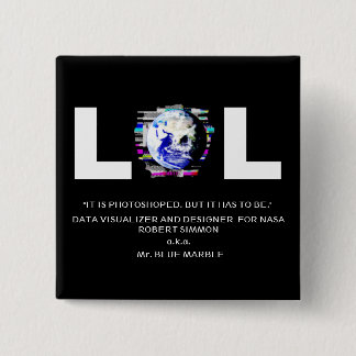 氏BLUEの大理石(白い文字)によるPhotoshopedの地球 缶バッジ