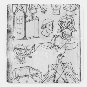 氏Fr 19093 fol.18vのさまざまなスケッチ スクエアシール
