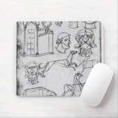 氏Fr 19093 fol.18vのさまざまなスケッチ マウスパッド (マウス)