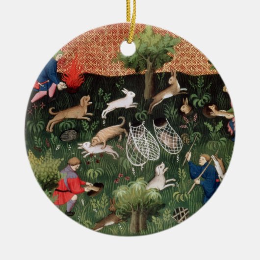 氏Fr 616のLivre deからのfol.92狩りのノウサギ、 セラミックオーナメント (正面)