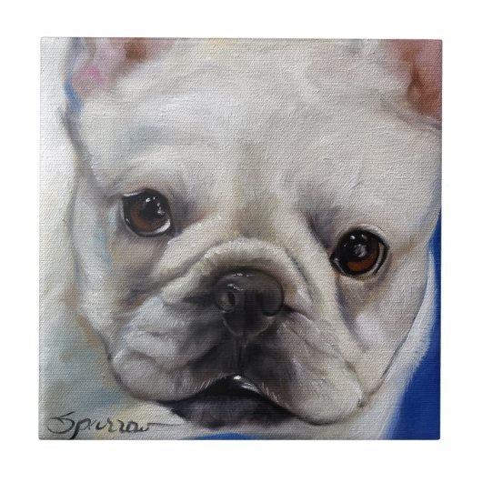 "氏French"のフレンチ・ブルドッグのfrenchieの芸術の絵画 タイル (正面)