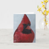 氏Red Cardinal #2の鳥の芸術のメッセージカード カード (黄色い花)