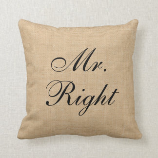 氏Right Fauxの麻疹のバーラップの結婚式の枕 クッション