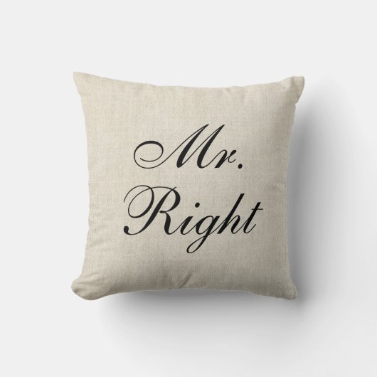 氏Right Fauxの麻疹のバーラップの結婚式の枕 クッション (正面)